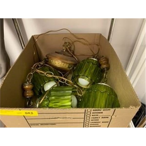 Vintage Green Glass Hanging Candelabra