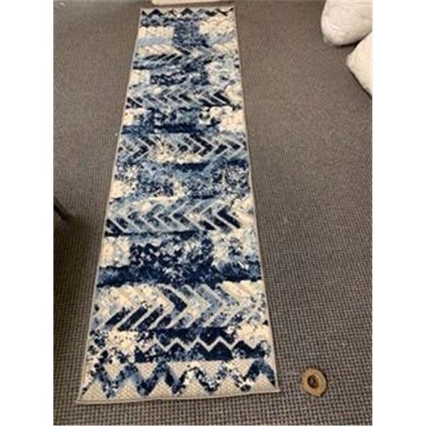Group of two area Rugs and one office carpet protector - Rugs are 36in x 38in and 85in x 26in