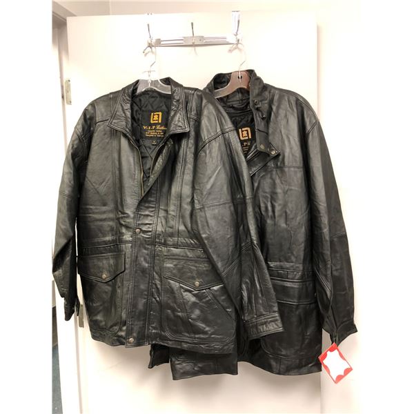 Two Black Leather Pieces - from VIP Leathers Canada - Fine Lambskin - One Small Jacket and One XL Ja