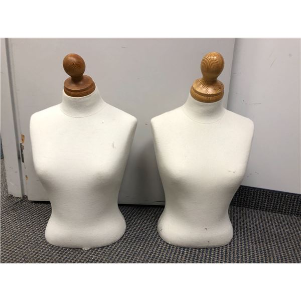 Two Bust Mannequins with Wood Dowels
