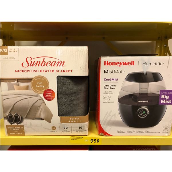 Sunbeam Heated Blanket (Queen) and Honeywell Humidifier