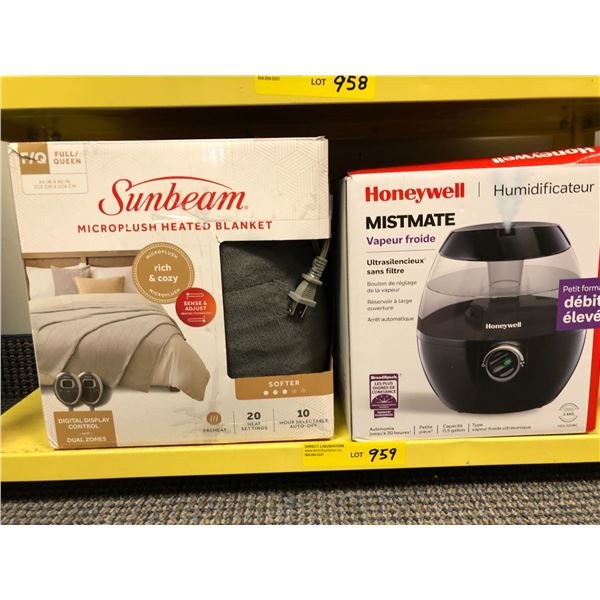 Sunbeam Heated Blanket (Queen) and Honeywell Humidifier