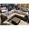 Image 2 : NAPIER BROWN 87" X 87" CORNER SECTIONAL SET WITH TABLE