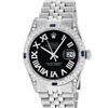 Image 2 : Rolex Mens Stainless Steel Black Roman Diamond Lugs & Sapphire Datejust Wristwat