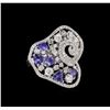 Image 1 : 14KT White Gold 1.60 ctw Tanzanite and Diamond Ring