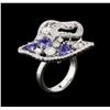 Image 3 : 14KT White Gold 1.60 ctw Tanzanite and Diamond Ring