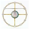 Image 1 : Vintage 18k Gold 3.06 ctw Diamond 4 Arrows on Tahitian Pearl Large Wreath Brooch