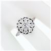 Image 3 : Vintage 14k White Gold 0.70 ctw Round Diamond Open Platter Cluster Cocktail Ring