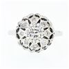 Image 4 : Vintage 14k White Gold 0.70 ctw Round Diamond Open Platter Cluster Cocktail Ring