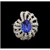 Image 2 : 3.60 ctw Tanzanite and Diamond Ring - 14KT White Gold