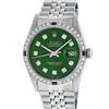 Image 2 : Rolex Mens Stainless Steel Green Vignette Diamond Datejust Wristwatch
