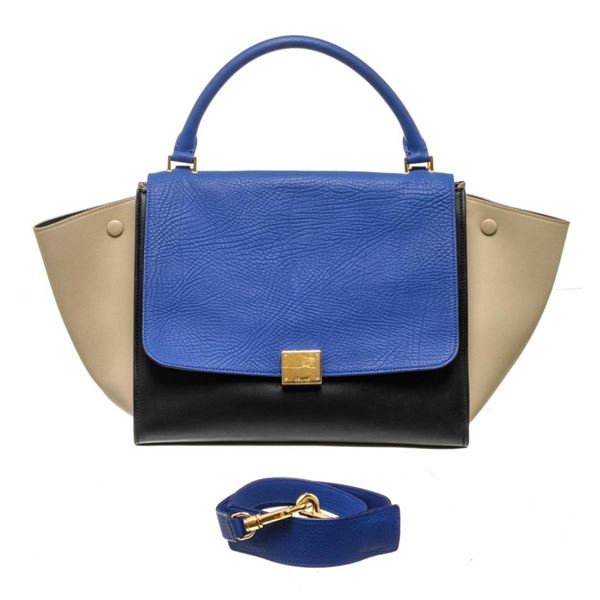 Celine Multicolor Leather Calfskin Suede Trapeze Handbag