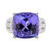 Image 2 : 13.62 ctw Tanzanite and Diamond Ring - Platinum