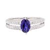 Image 2 : 0.88 ctw Sapphire and Diamond Ring - 18KT White Gold