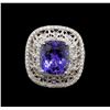 Image 2 : 14KT White Gold 5.29 ctw Tanzanite and Diamond Ring