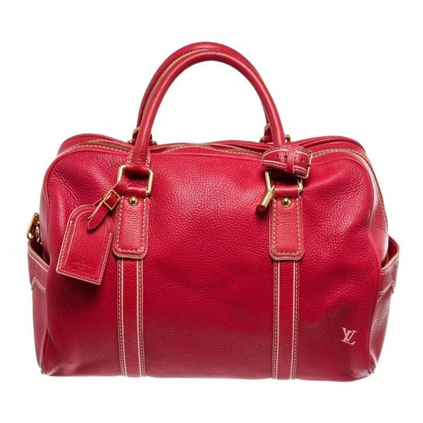 Louis Vuitton Pink Leather Carryall Duffel Bag