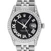 Image 2 : Rolex Mens Stainless Steel Black Roman Diamond Datejust Wristwatch 36MM