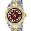 Image 1 : Rolex Ladies 2 Tone Red Vignette Diamond Lugs Pyramid 26MM Datejust Wriswatch