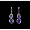 Image 1 : 14KT White Gold 8.10 ctw Tanzanite and Diamond Earrings