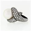 Image 6 : Jean Vitau 18k Black Gold 13.4mm Round Pearl & Diamond Bypass Statement Ring