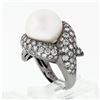 Image 9 : Jean Vitau 18k Black Gold 13.4mm Round Pearl & Diamond Bypass Statement Ring