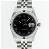 Image 2 : Rolex Mens Stainless Steel Black Roman Diamond & Sapphire Datejust Wristwatch