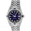 Image 3 : Rolex Mens Stainless Steel Diamond Lugs Blue Vignette & Sapphire Datejust Wristw