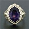 Image 2 : Antique Art Deco 14k Gold Custom Marquise Cut Bezel Set Amethyst Solitaire Ring