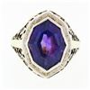 Image 4 : Antique Art Deco 14k Gold Custom Marquise Cut Bezel Set Amethyst Solitaire Ring