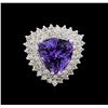 Image 2 : 10.95 ctw Tanzanite and Diamond Ring - 14KT White Gold