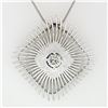 Image 2 : Vintage Handmade 18k White Gold 0.94 ctw Large Open Wire Cushion Pendant Necklac