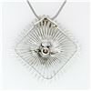 Image 5 : Vintage Handmade 18k White Gold 0.94 ctw Large Open Wire Cushion Pendant Necklac