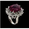 Image 4 : 11.12 ctw Tourmaline and Diamond Ring - 14KT White Gold