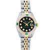 Image 2 : Rolex Ladies 2 Tone Green Vignette Diamond Datejust Wristwatch