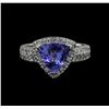 Image 2 : 1.96 ctw Tanzanite and Diamond Ring - 14KT White Gold