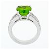 Image 8 : 18K White Gold 4.74 ctw Oval Peridot Solitaire & Diamond Double Split Shank Ring