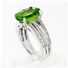 Image 9 : 18K White Gold 4.74 ctw Oval Peridot Solitaire & Diamond Double Split Shank Ring