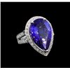 Image 1 : GIA Cert 13.42 ctw Tanzanite and Diamond Ring - 14KT White Gold