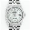 Image 1 : Rolex Mens Stainless Steel Mother Of Pearl Diamond Lugs Datejust Wristwatch