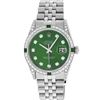 Image 3 : Rolex Mens Stainless Steel Diamond Lugs Green Diamond & Emerald Datejust Wristwa