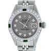Image 1 : Rolex Ladies Stainless Steel Slate Grey Stamp Diamond & Emerald Datejust Wristwa
