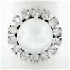 Image 1 : Vintage 18k White Gold 12.7mm South Sea Pearl 2.10 ctw Marquise Diamond Halo Rin