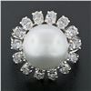 Image 2 : Vintage 18k White Gold 12.7mm South Sea Pearl 2.10 ctw Marquise Diamond Halo Rin