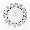 Image 4 : Vintage 18k White Gold 12.7mm South Sea Pearl 2.10 ctw Marquise Diamond Halo Rin