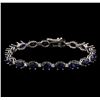 Image 1 : 14KT White Gold 16.95 ctw Sapphire and Diamond Bracelet