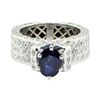 Image 2 : 3.31 ctw Round Brilliant Blue Sapphire And Diamond Ring - 14KT White Gold