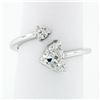 Image 2 : Modern 14K White Gold .84 ctw GIA Heart & Round Cut Diamond Moi et Toi Bypass Ri
