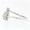 Image 7 : Modern 14K White Gold .84 ctw GIA Heart & Round Cut Diamond Moi et Toi Bypass Ri