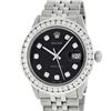 Image 2 : Rolex Mens Stainless Steel Black Jubilee 3 ctw Diamond Datejust Wristwatch 36MM