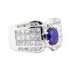 Image 1 : 3.43 ctw Sapphire And Diamond Ring - 18KT White Gold